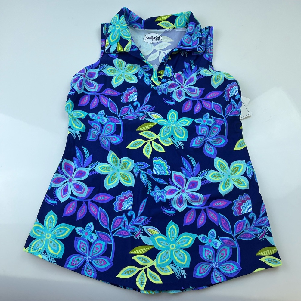 SOUTHWIND Blue UPF 50 Pebble Beach Top in Vinca N249